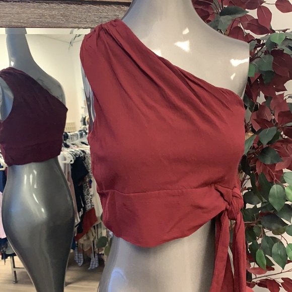 EUC FREE PEOPLE ONE SHOULDER CARMEN CROP TOP - Picture 3 of 6